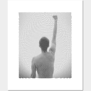 Fist Raised Black (wavy lines) Posters and Art